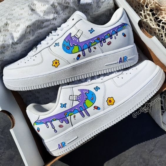 Blue Purple Cartoon Custom Air Force 1-shecustomize