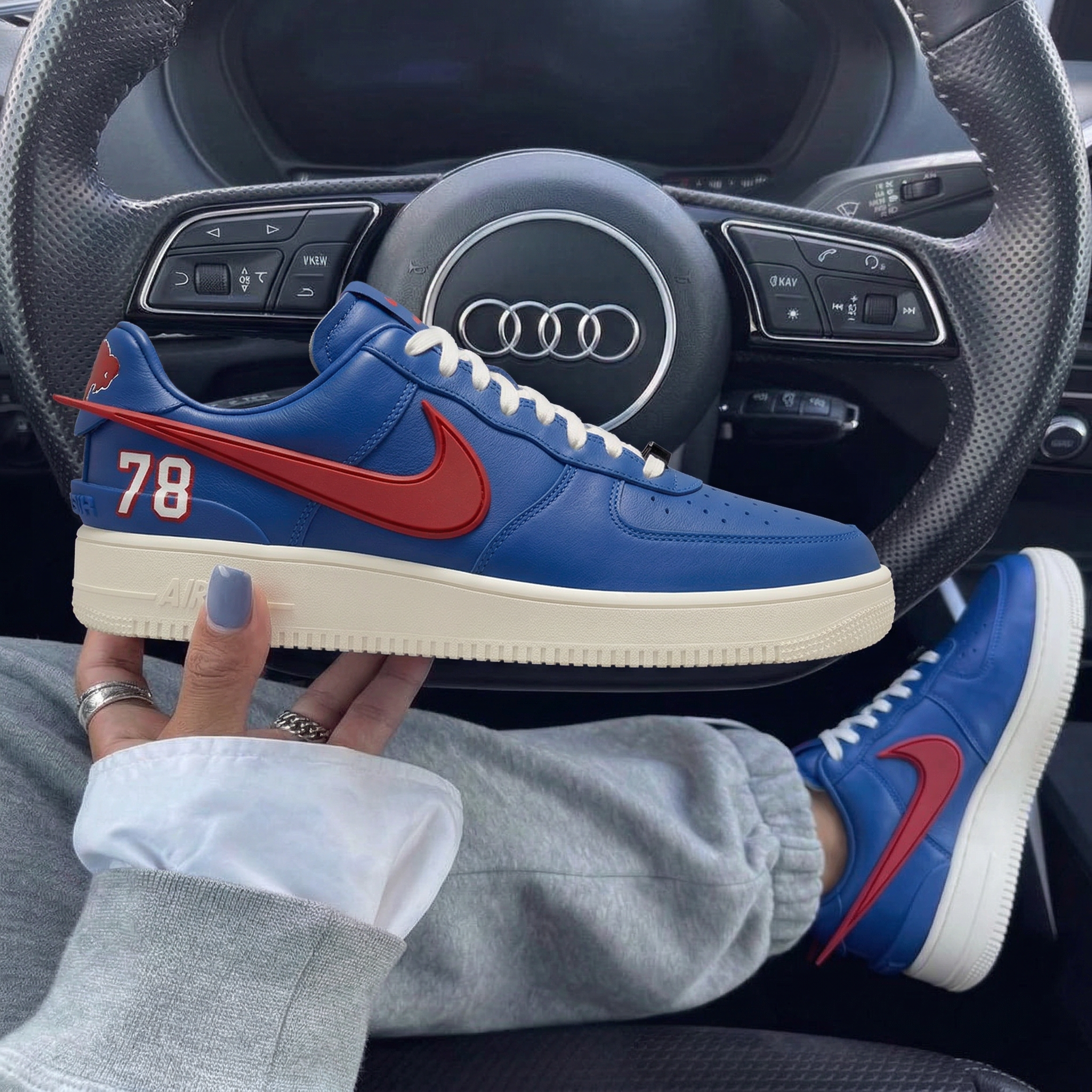 Blue Red 78 Buffalo Pattern Custom Air Force 1-shecustomize
