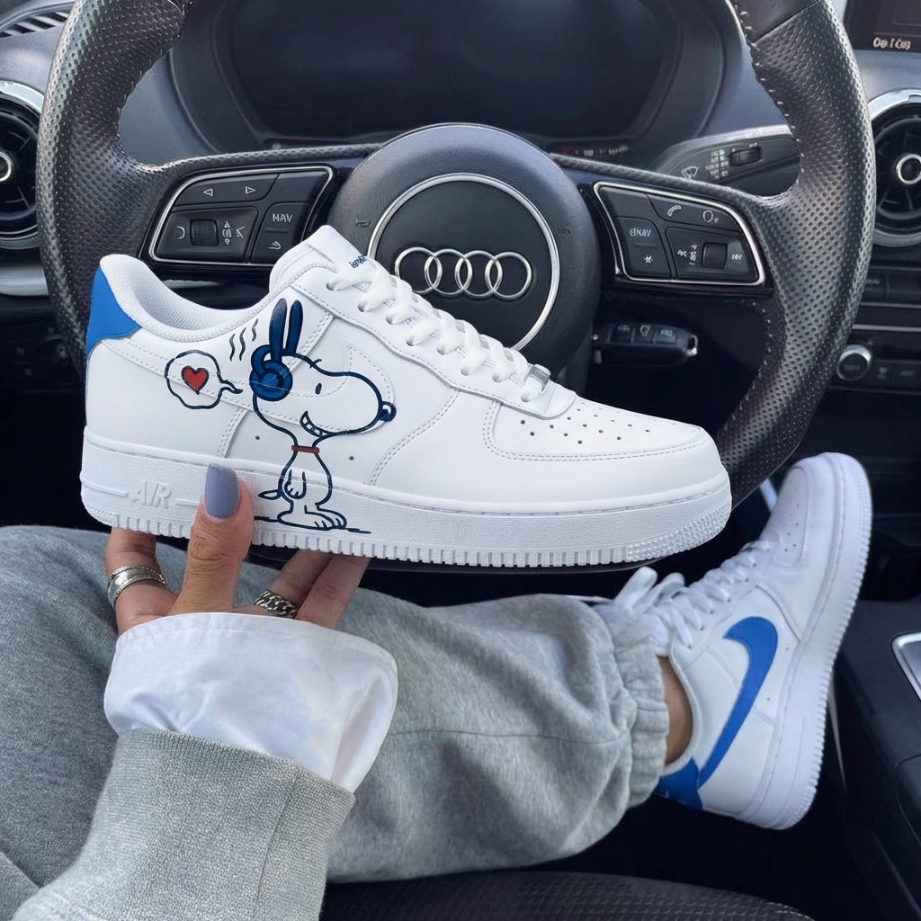 Blue Red Snoopy Headphone Heart Custom Air Force 1-shecustomize