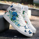 Blue Red Yellow Floral Butterflies Custom Air Jordan 1-shecustomize