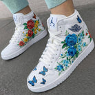 Blue Red Yellow Floral Butterflies Custom Air Jordan 1-shecustomize