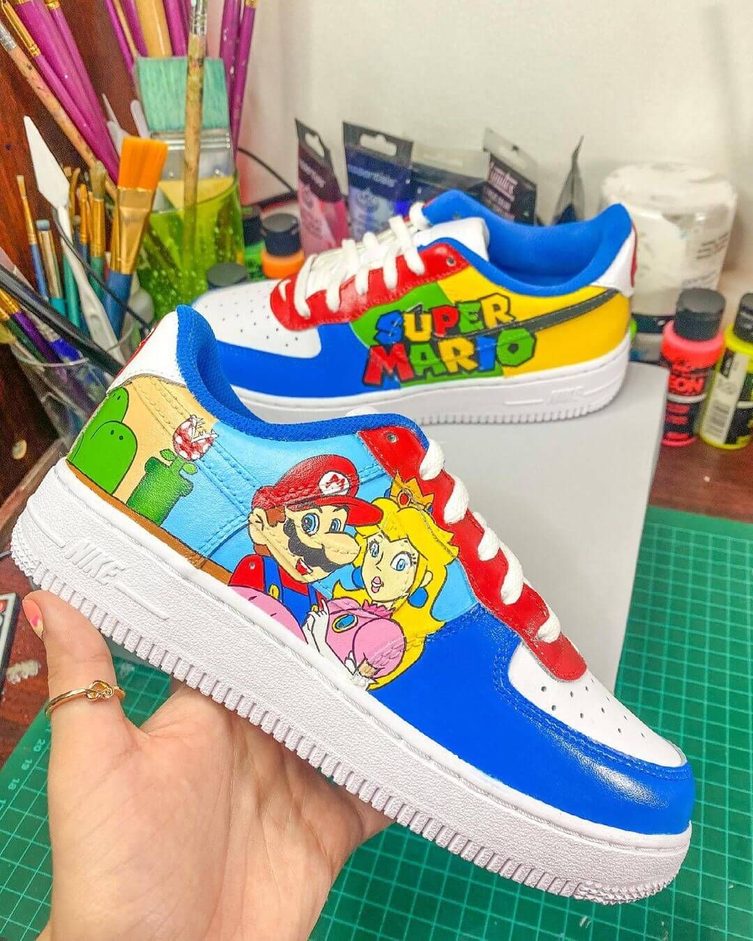 Blue Red Yellow Super Mario Custom Air Force 1-shecustomize