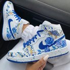 Blue Rose Gold Splatter Custom Air Jordan 1-shecustomize