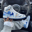 Blue Rose Gold Splatter Custom Air Jordan 1-shecustomize