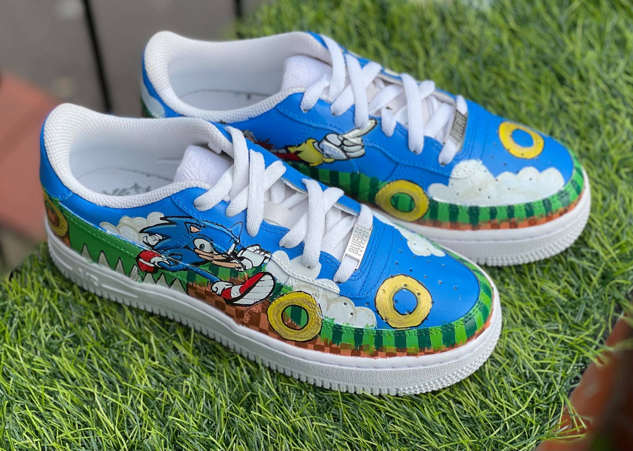Blue Sonic - themed Custom Air Force 1-shecustomize