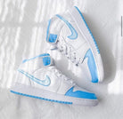 Blue Swoosh Custom Air Jordan 1 Mids-shecustomize