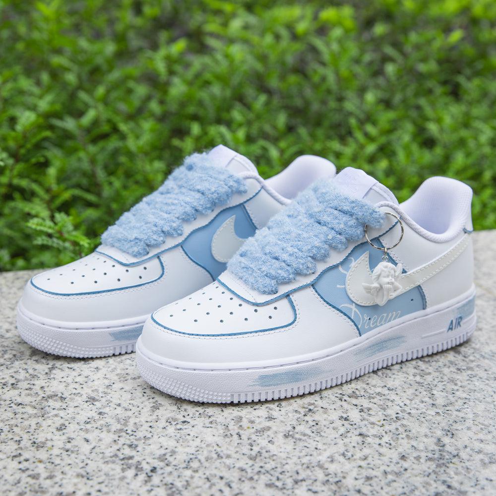 Blue White Angel Air Force 1s Custom Shoes Sneakers-shecustomize