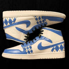 Blue White Argyle Custom Air Jordan 1-shecustomize