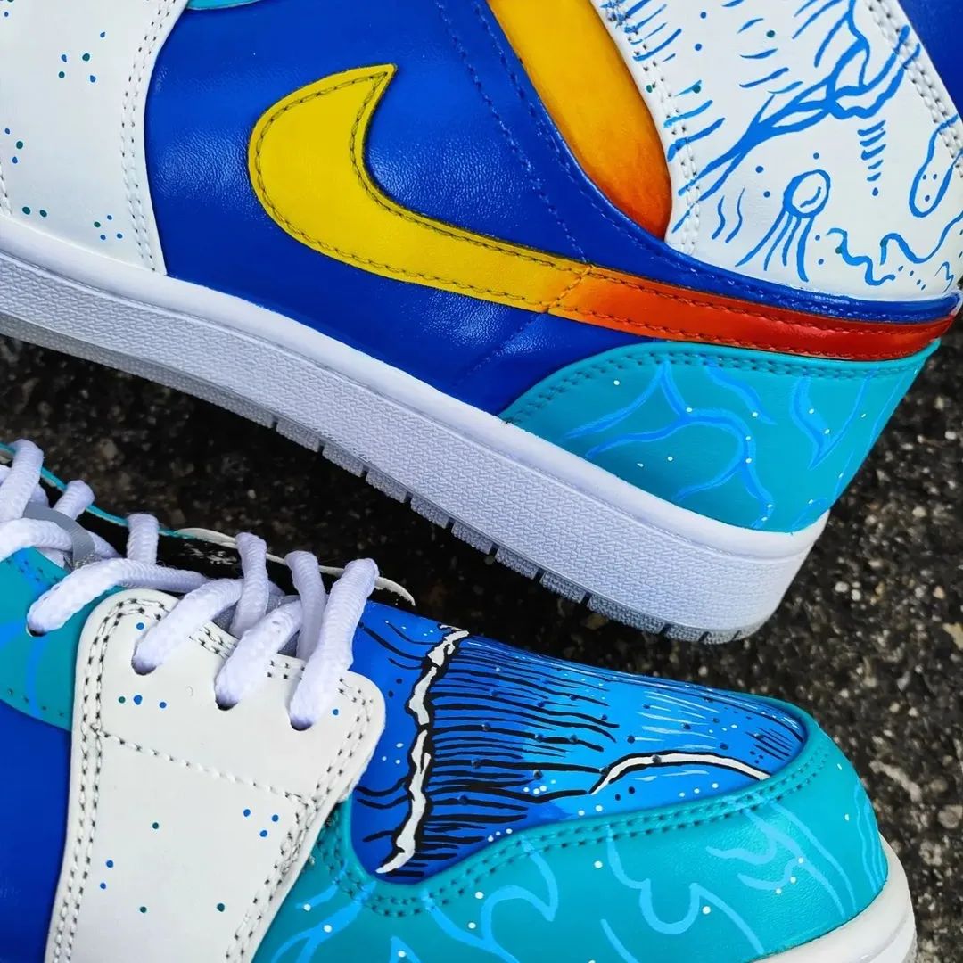 Blue White Wave Theme Custom Air Jordan 1-shecustomize
