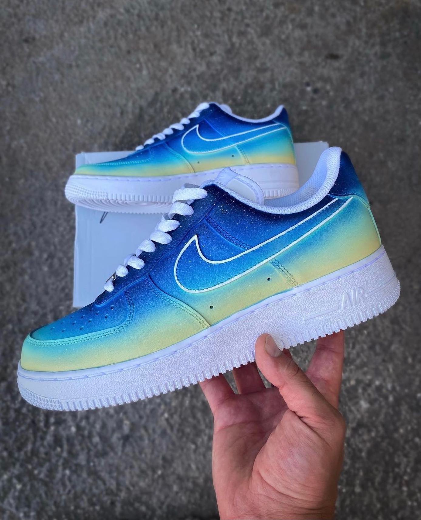 Blue Yellow Gradient Custom Air Force 1-shecustomize