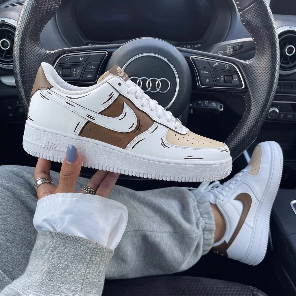 Brown Beige Sketch Custom Air Force 1-shecustomize