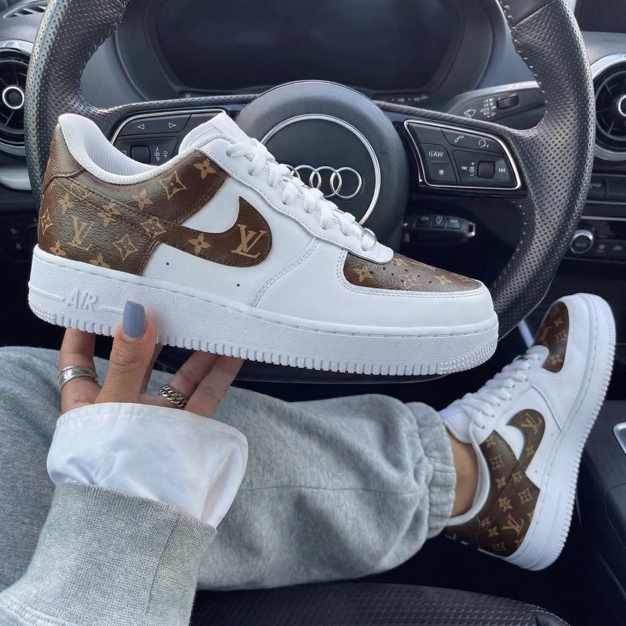 Brown LV Pattern Custom Air Force 1-shecustomize