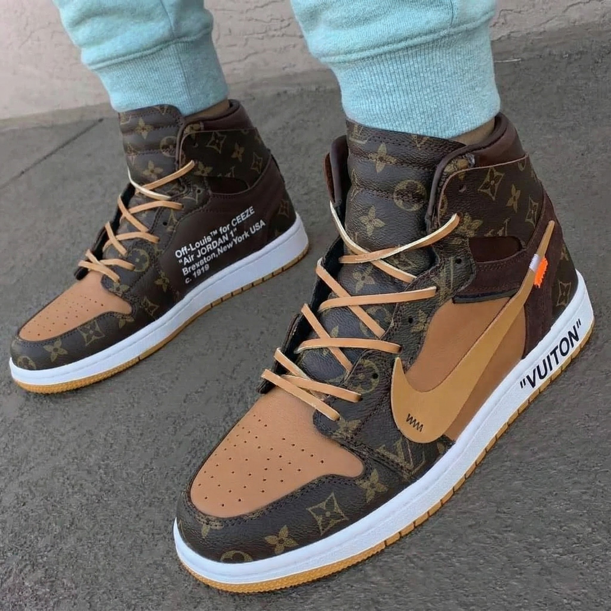 Brown LV Pattern Custom Air Jordan 1 Travis Scott-shecustomize