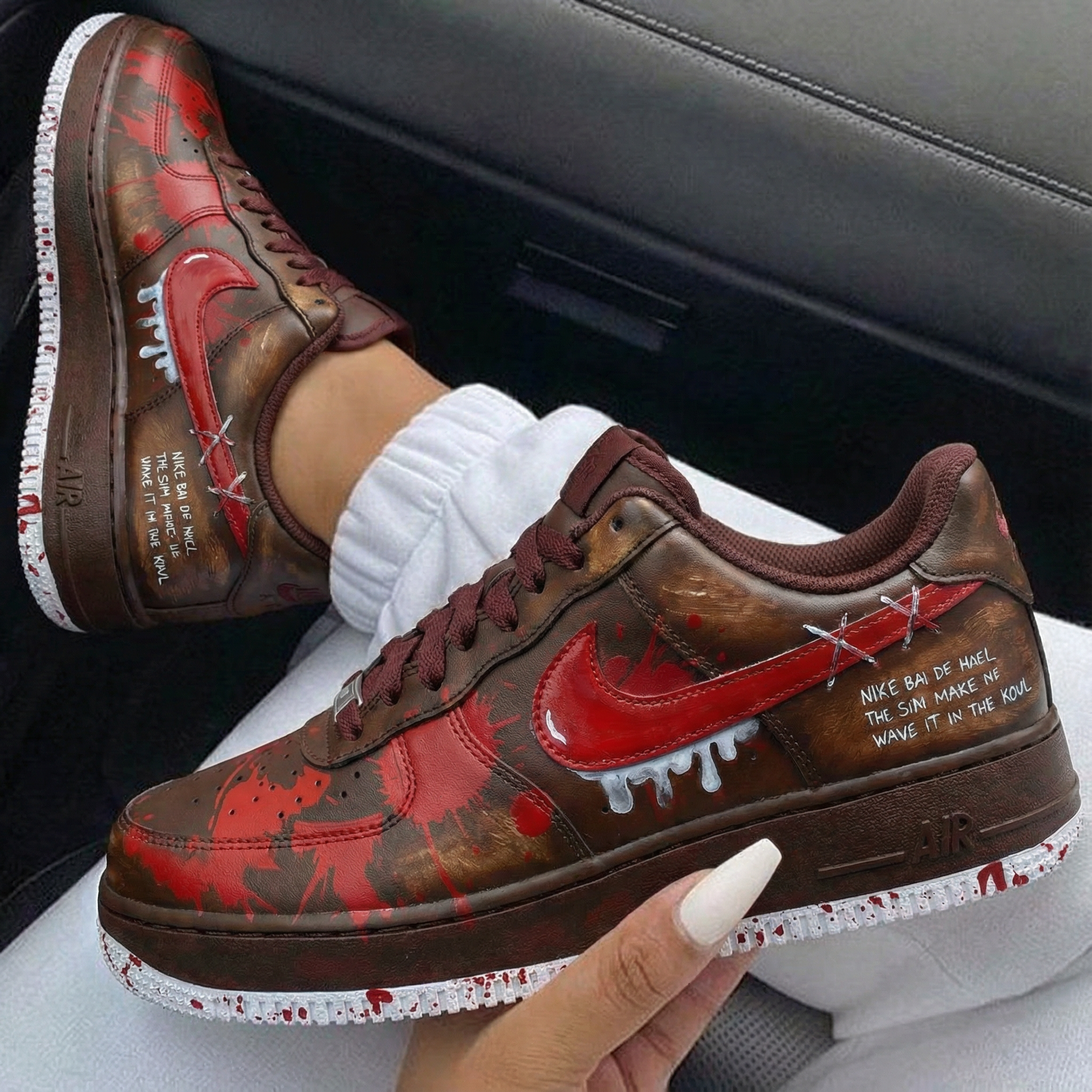Brown Red Splatter Custom Air Force 1-shecustomize