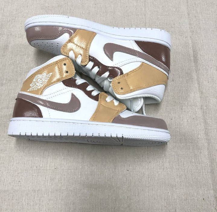 Brown Tan White Custom Air Jordan 1-shecustomize