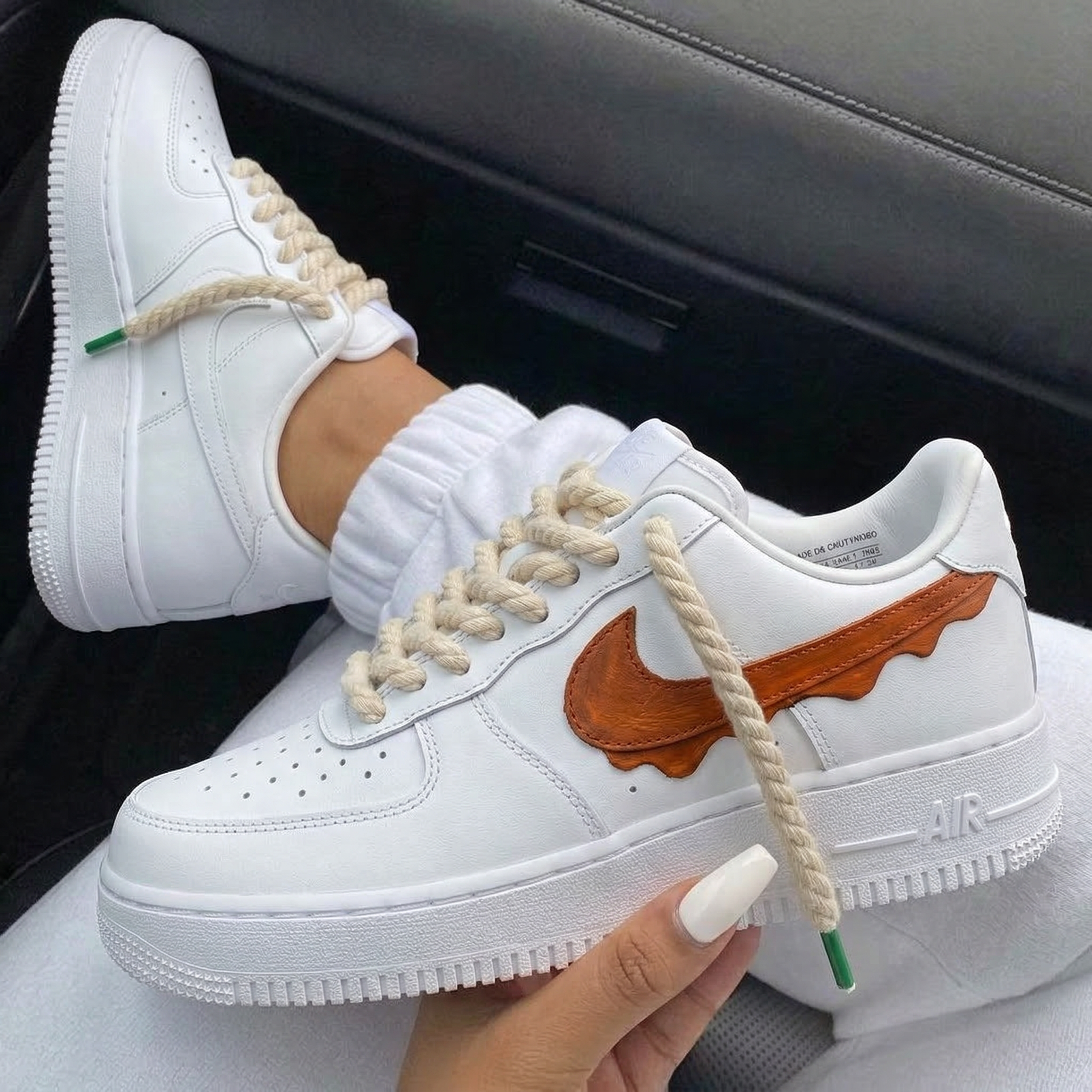 Brown Wave Edged Swoosh Custom Air Force 1-shecustomize