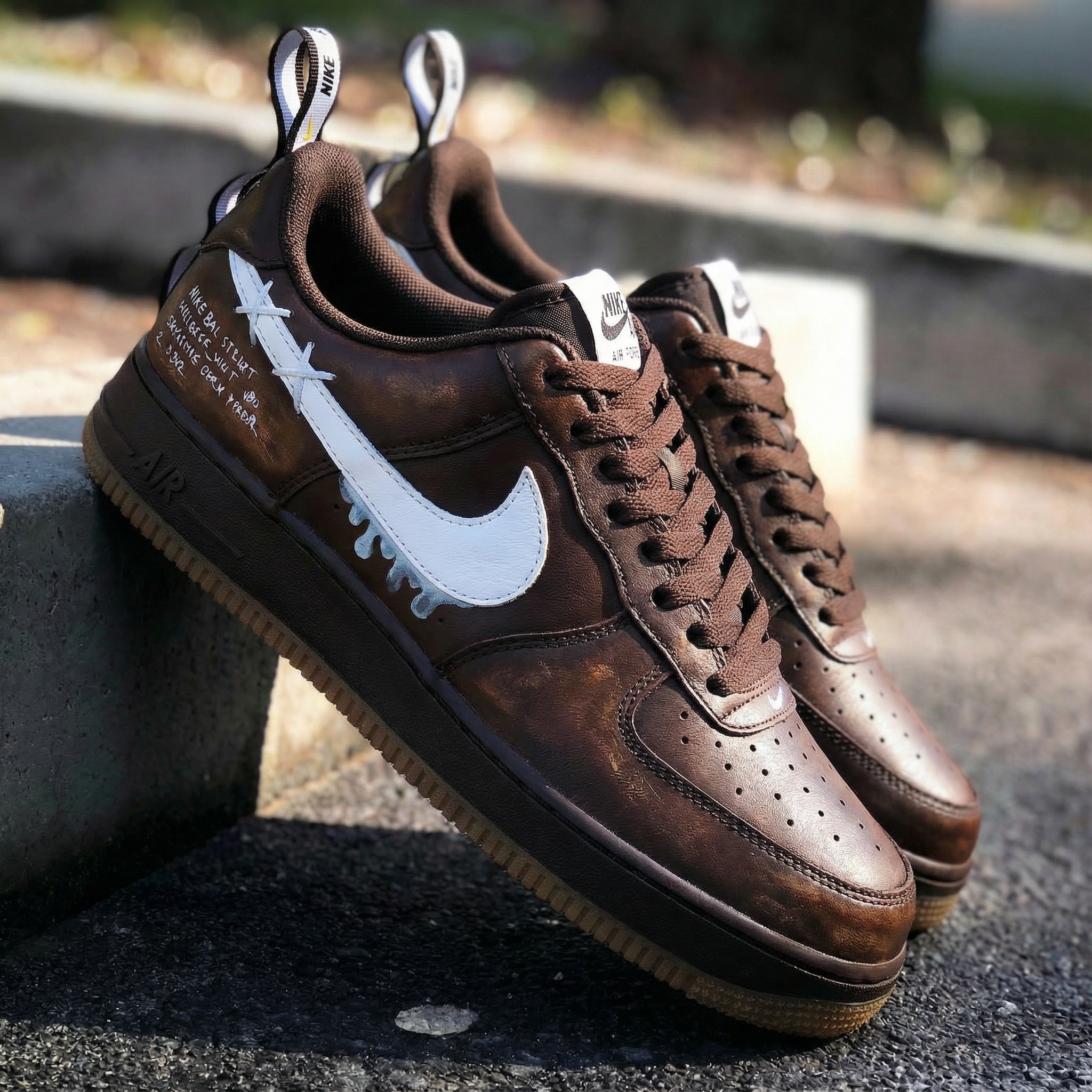 Brown White Dripping - Effect Custom Air Force 1-shecustomize