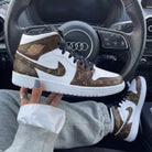 Brown White LV Monogram Custom Air Jordan 1-shecustomize