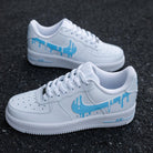 Bule White Milk Drip Air Force 1s Custom Shoes Sneakers-shecustomize