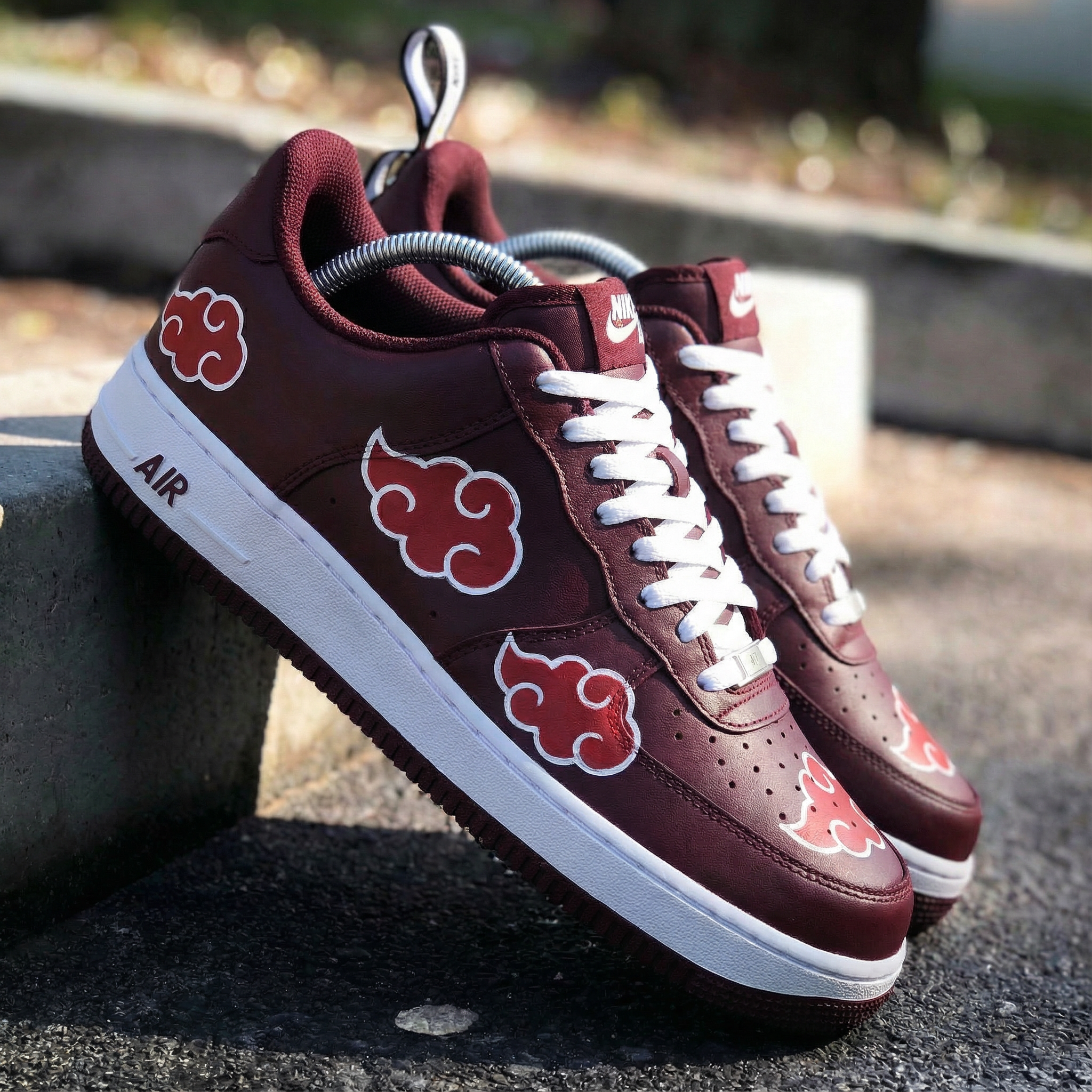 Burgundy Akatsuki Clouds Custom Air Force 1-shecustomize
