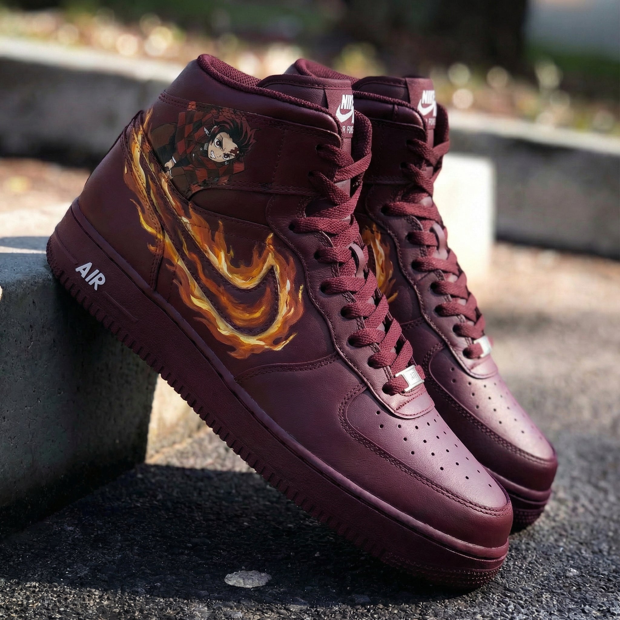Burgundy Demon Slayer Custom Air Force 1-shecustomize