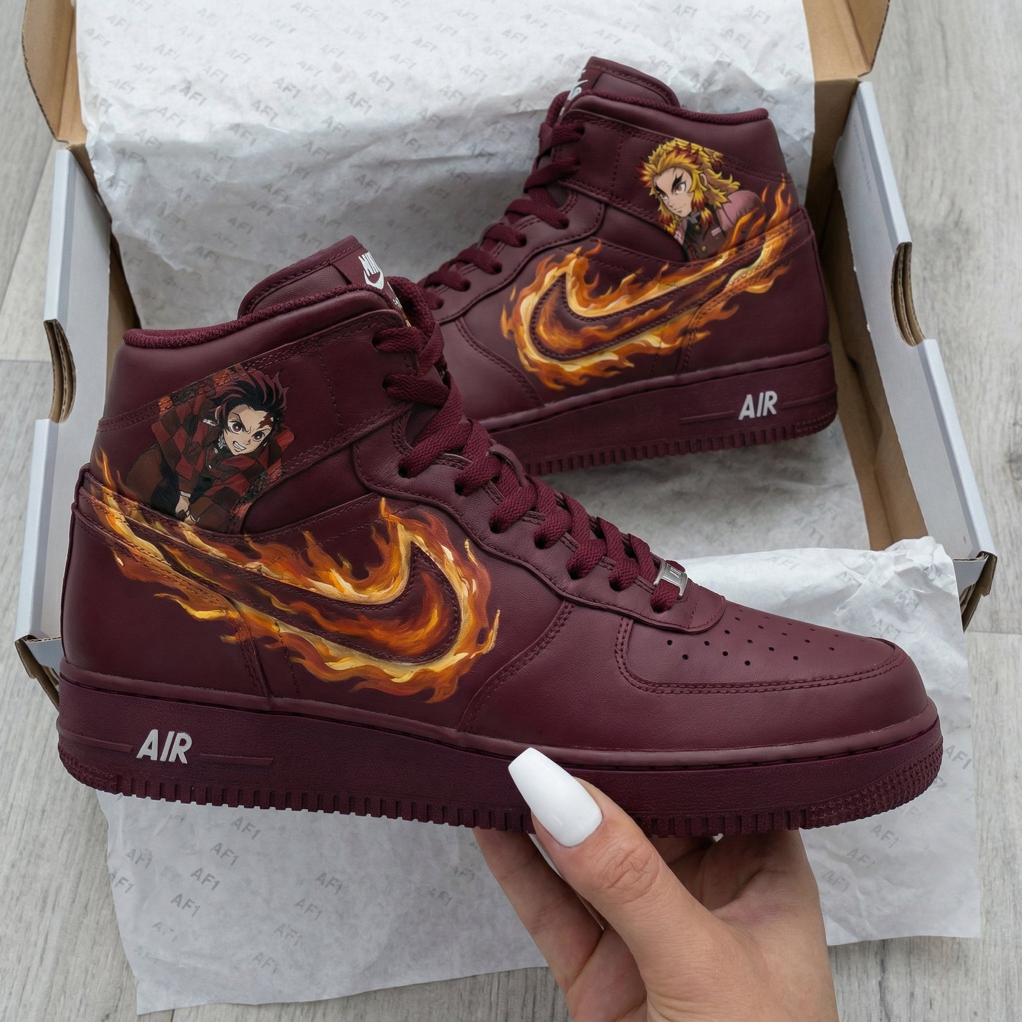 Burgundy Demon Slayer Custom Air Force 1-shecustomize