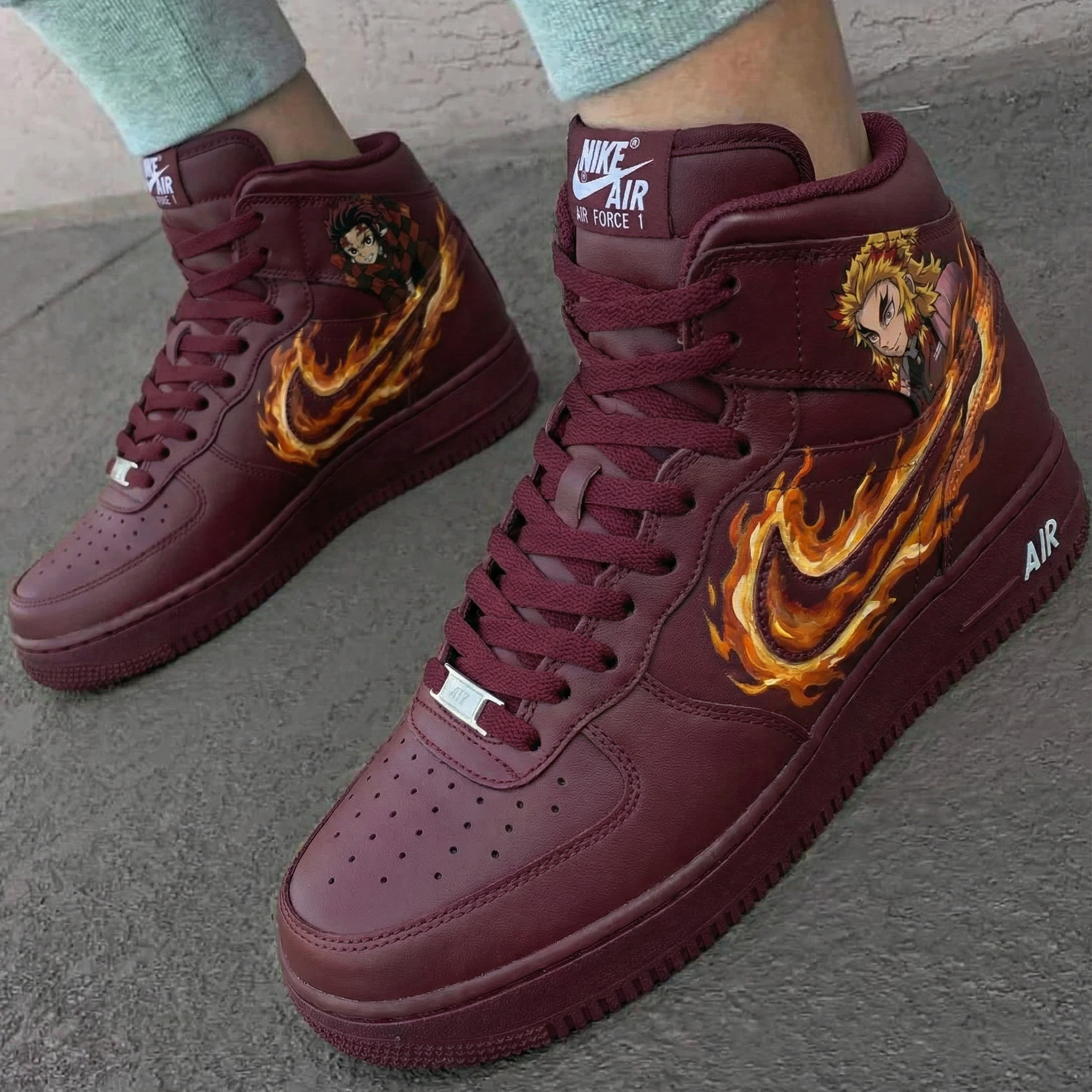 Burgundy Demon Slayer Custom Air Force 1-shecustomize