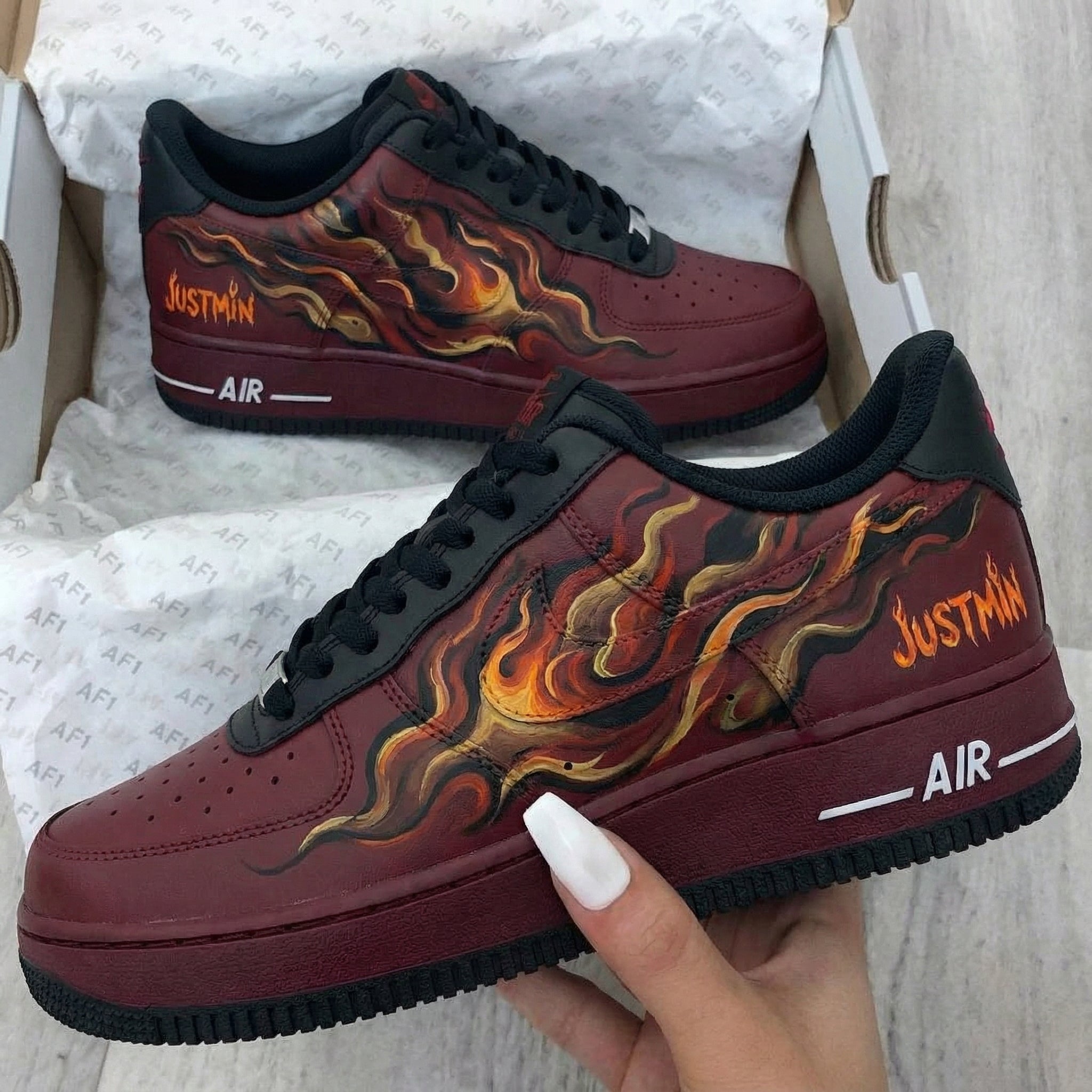 Burgundy Flame Custom Air Force 1-shecustomize