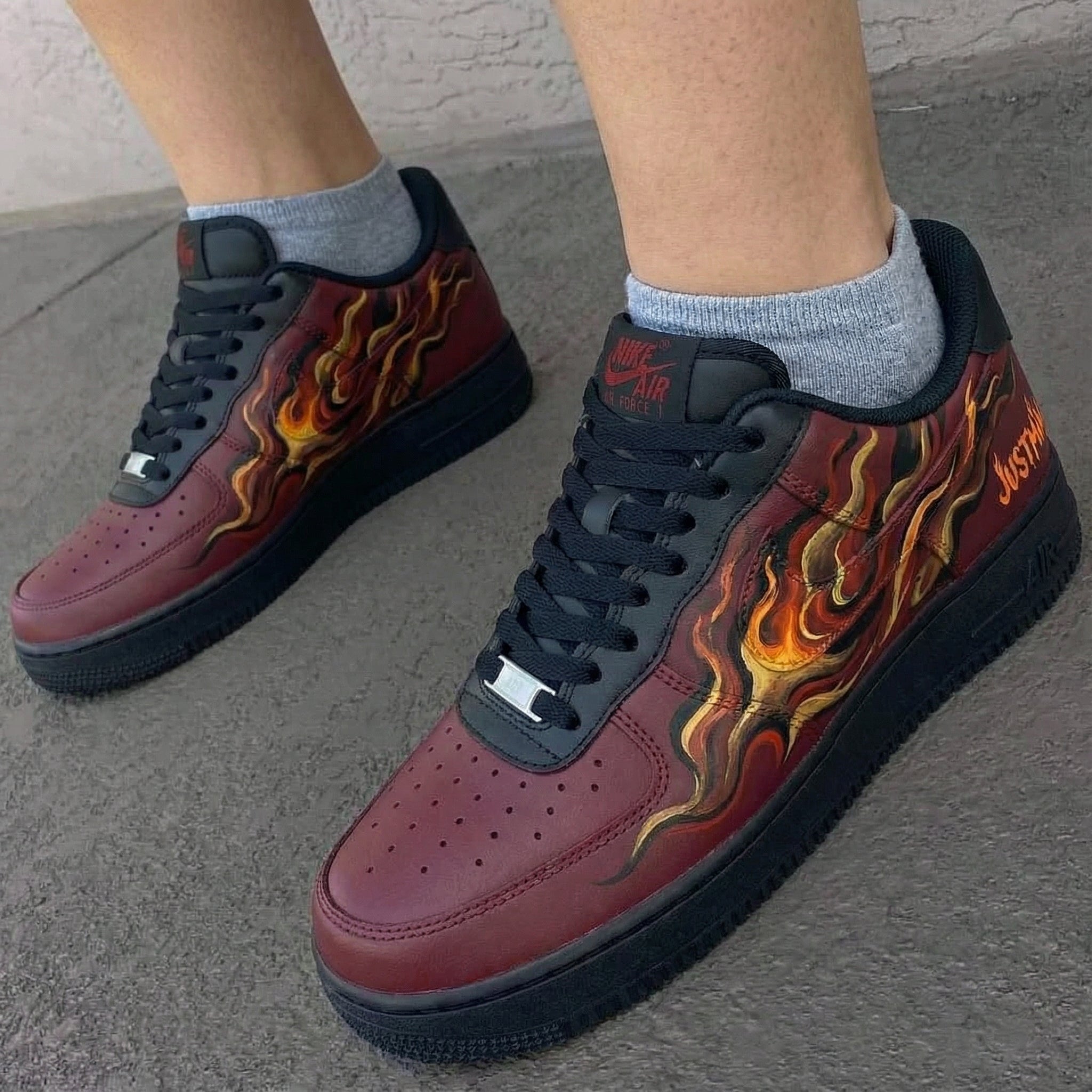 Burgundy Flame Custom Air Force 1-shecustomize
