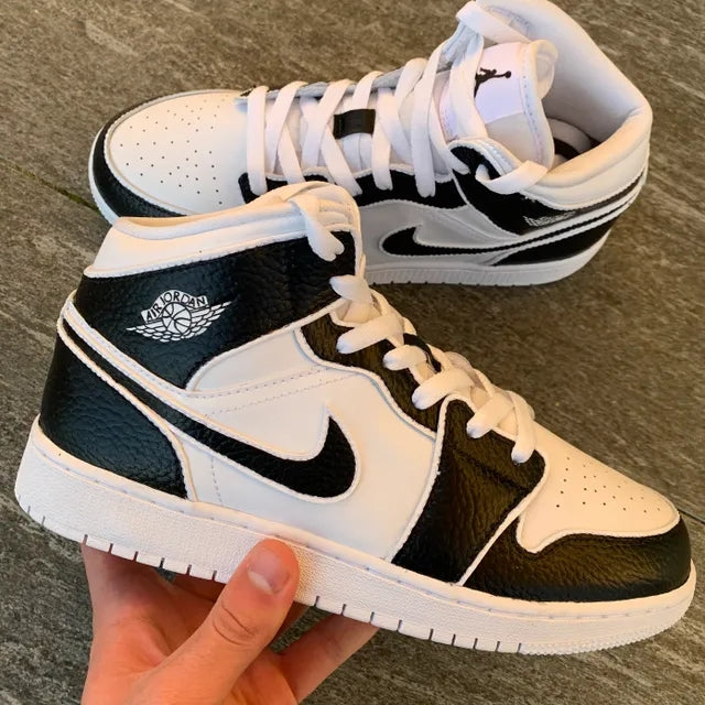 Custom Jordans Black White Stroke