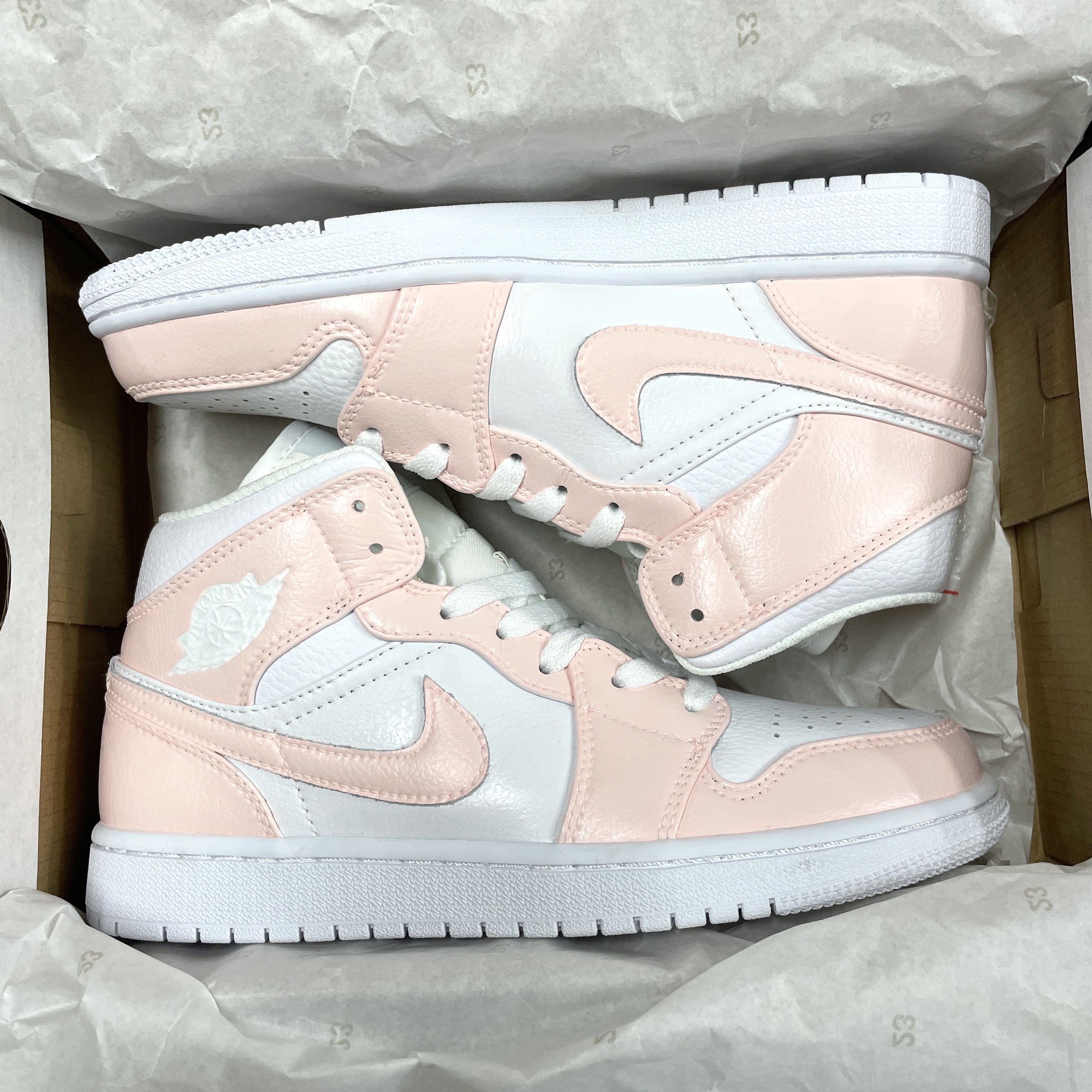 Custom Jordans Light Pink White