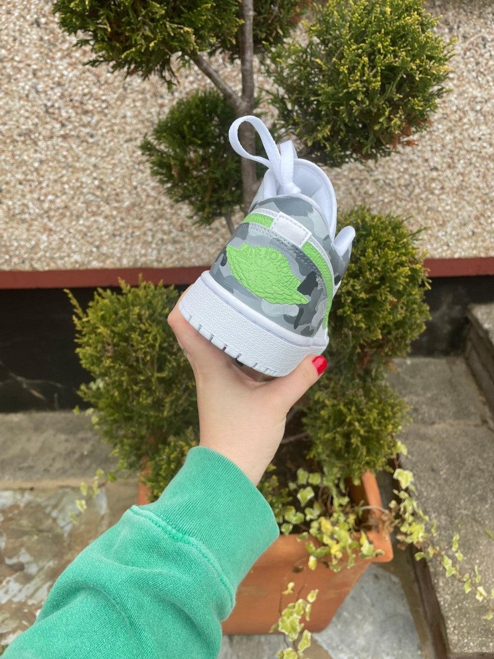 Camouflage Gray Lime Green Custom Air Force 1-shecustomize