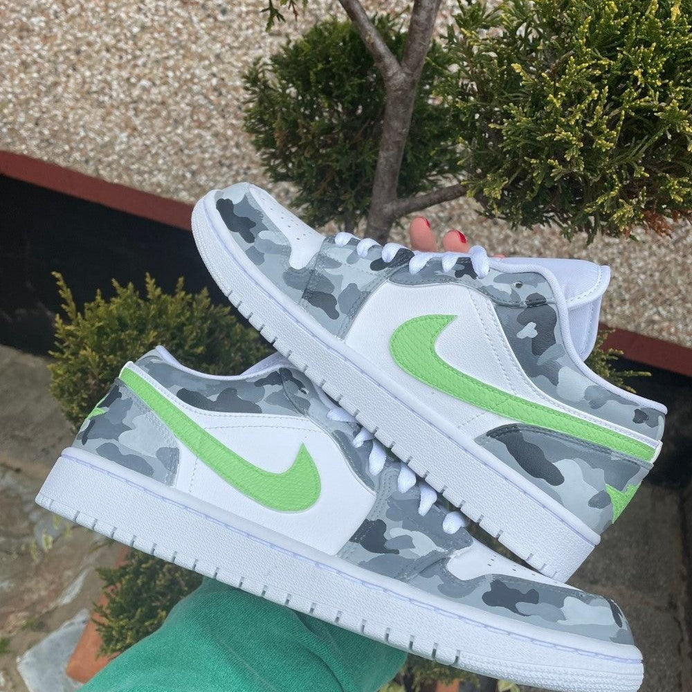 Camouflage Gray Lime Green Custom Air Force 1-shecustomize
