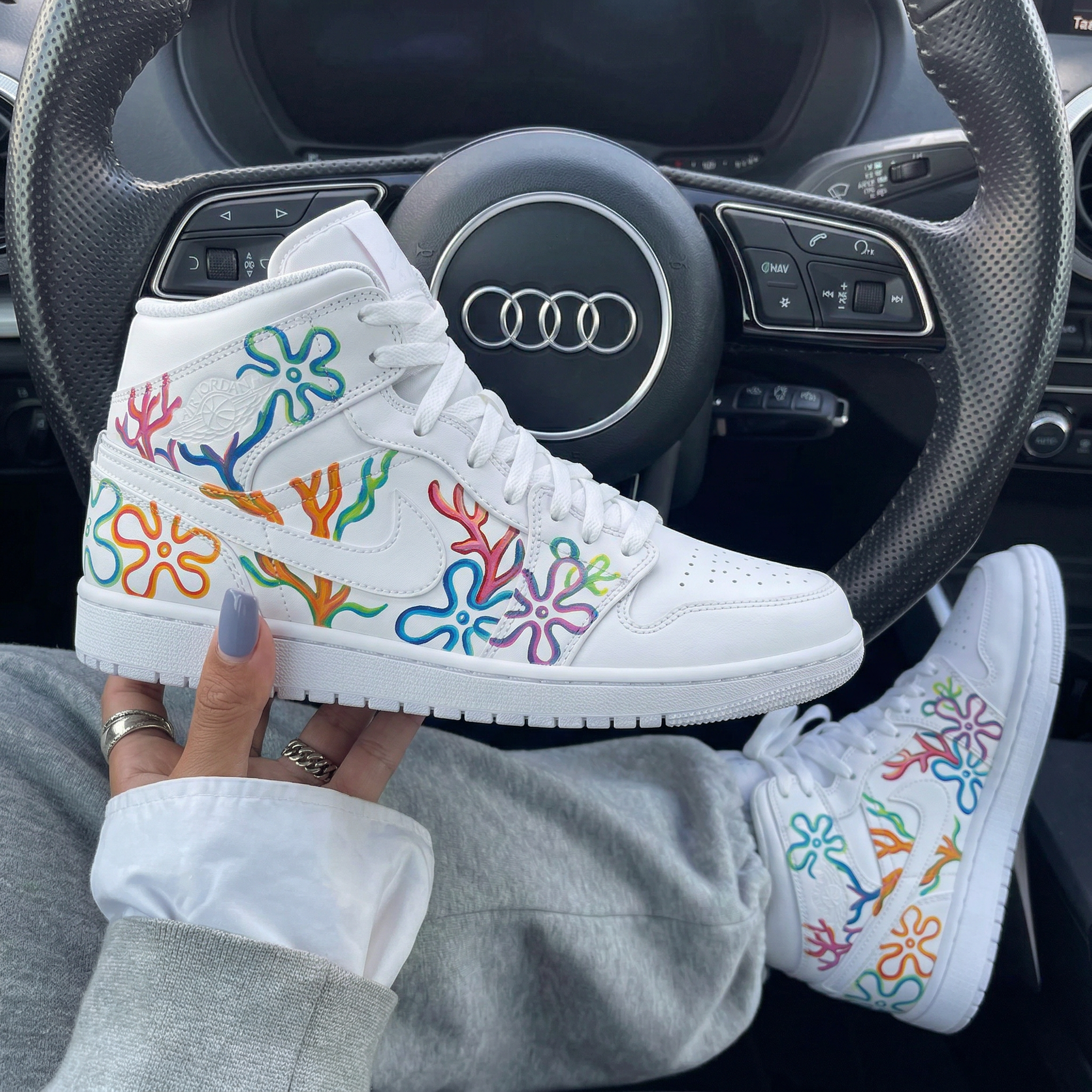 Colorful Flowers Corals Custom Air Jordan 1-shecustomize