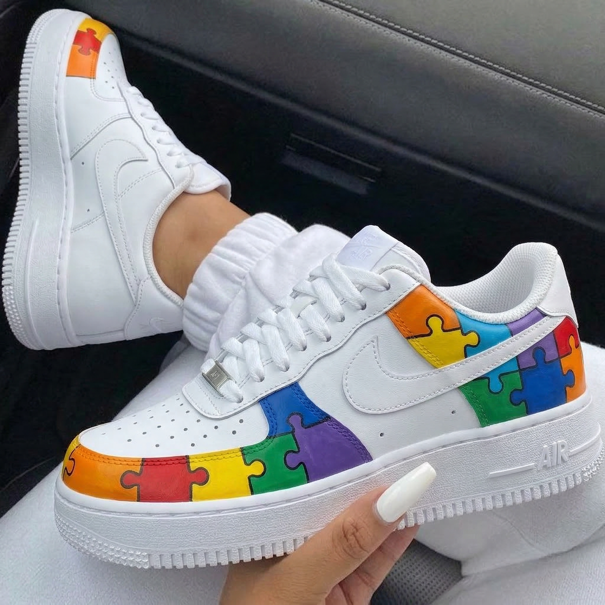 Colorful Puzzle Pieces Custom Air Force 1-shecustomize
