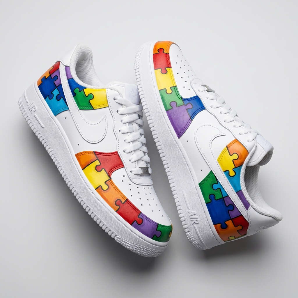 Colorful Puzzle Pieces Custom Air Force 1-shecustomize