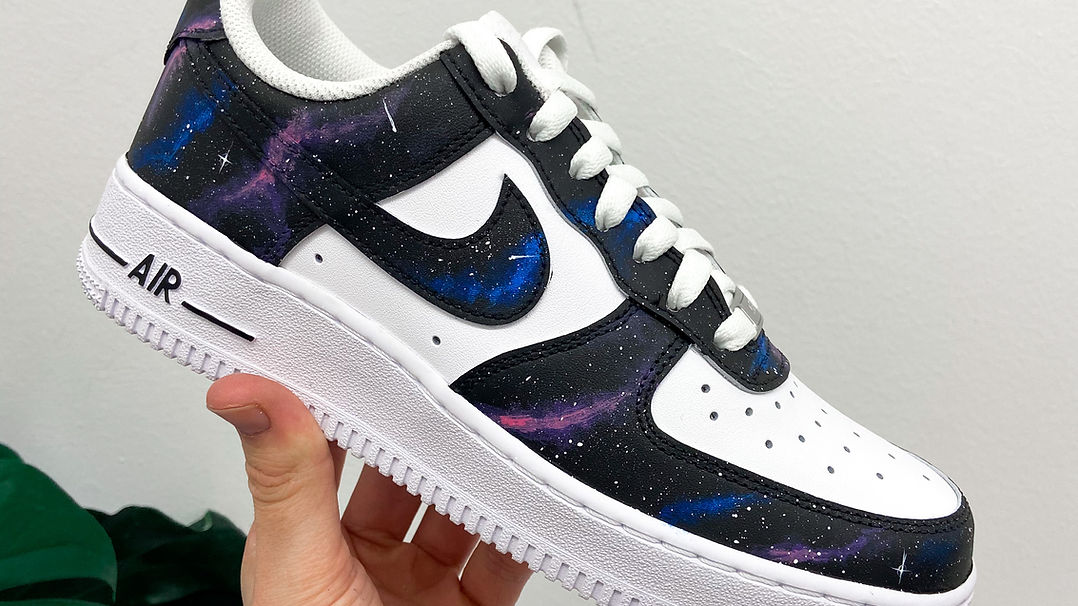 Cosmic Black White Galaxy Print Custom Air Force 1-shecustomize
