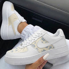 Cream Baby Blue Leopard Print Custom Air Force 1-shecustomize