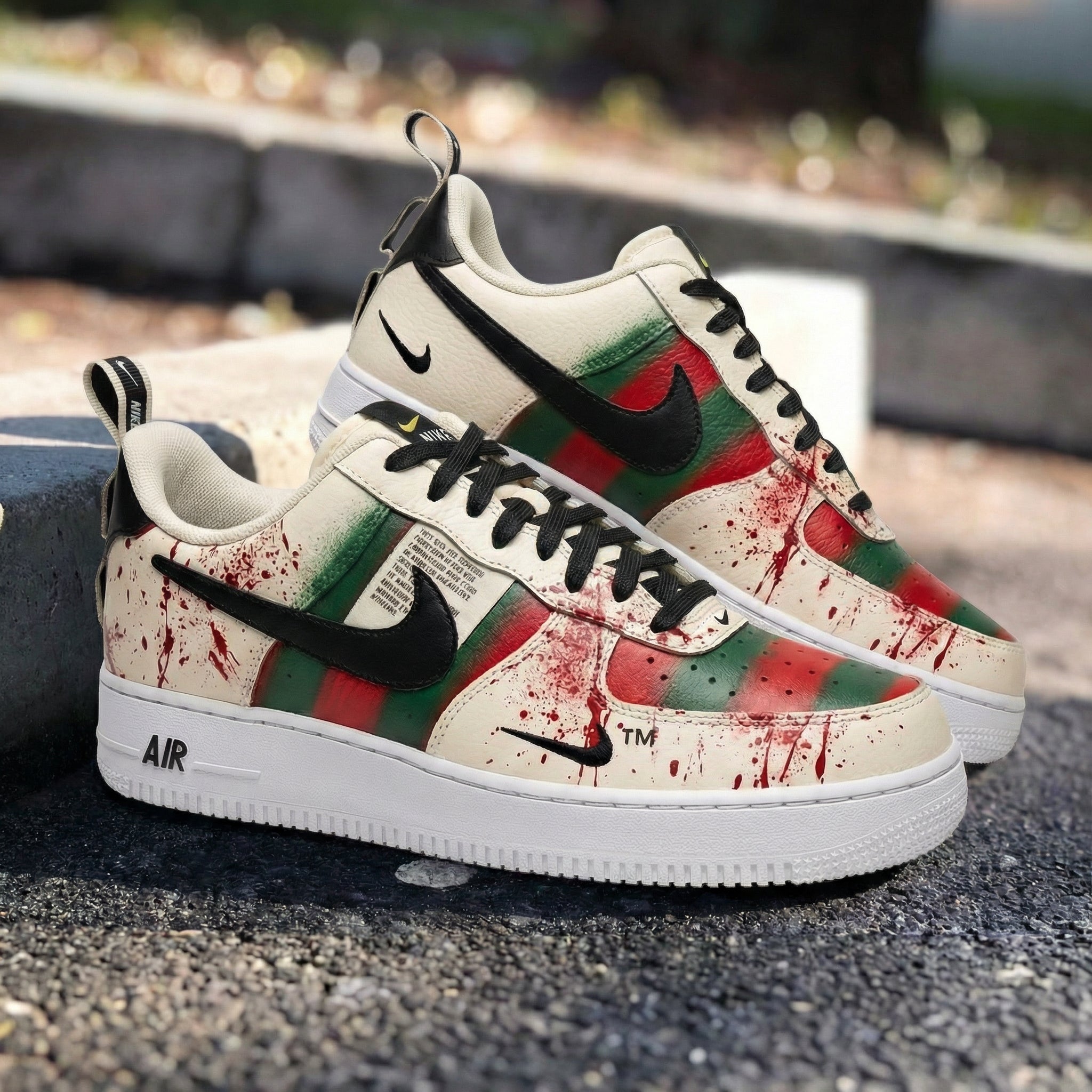 Cream Green Red Blood - splatter GG Custom Air Force 1-shecustomize