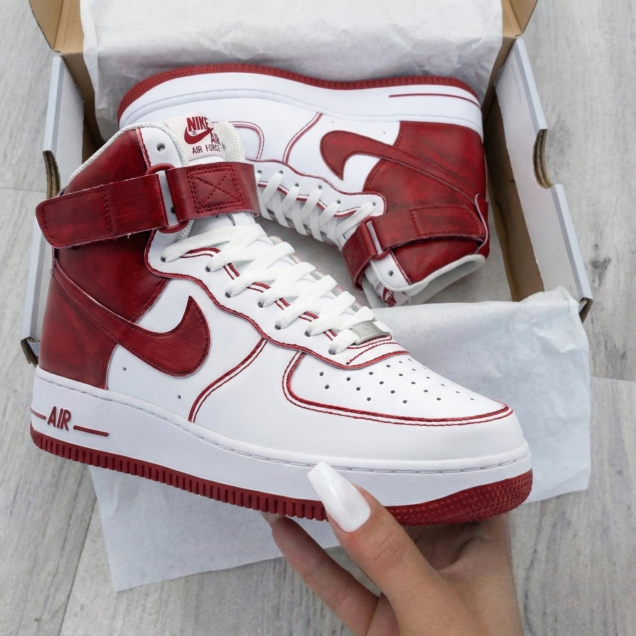 Crimson White Custom Air Force 1-shecustomize