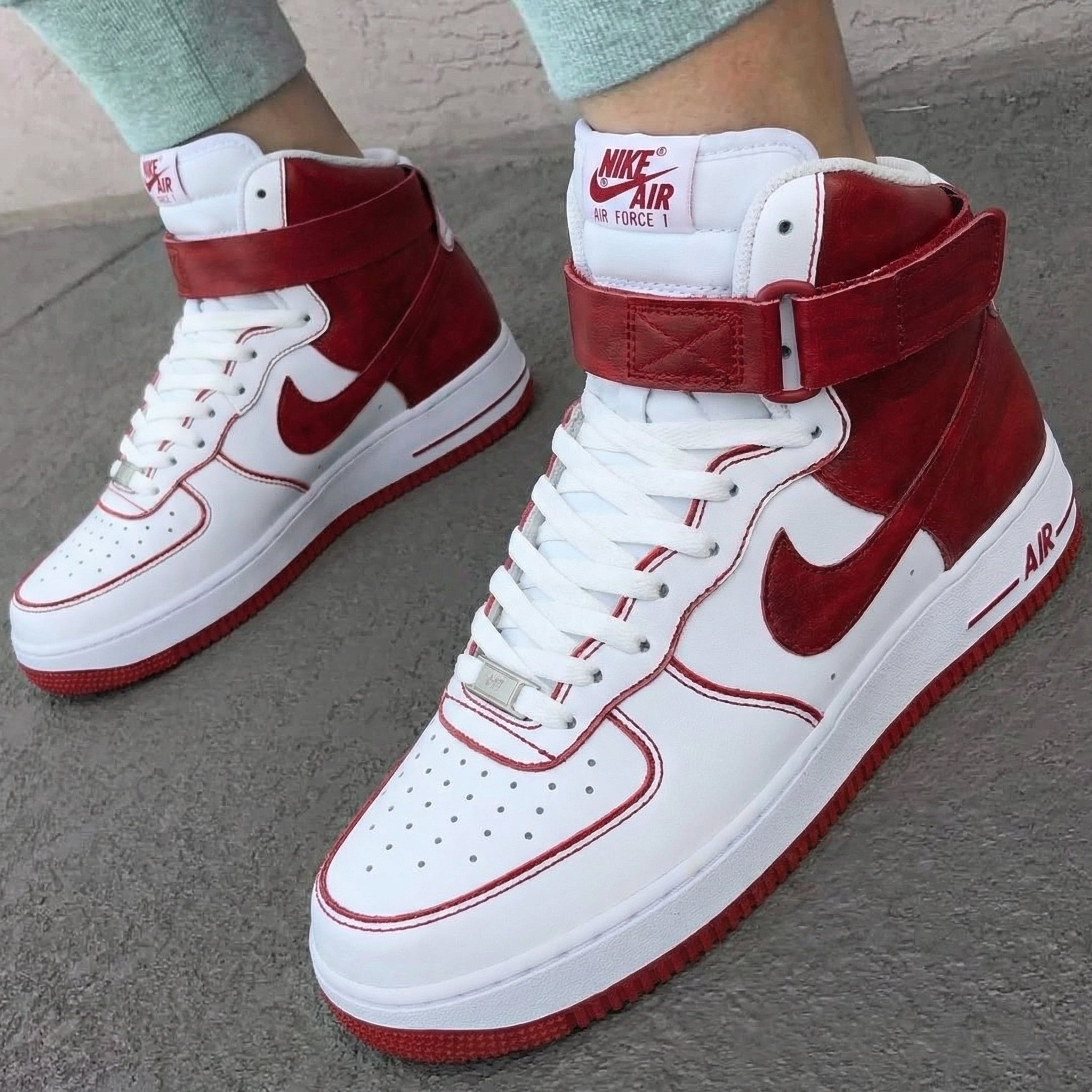 Crimson White Custom Air Force 1-shecustomize