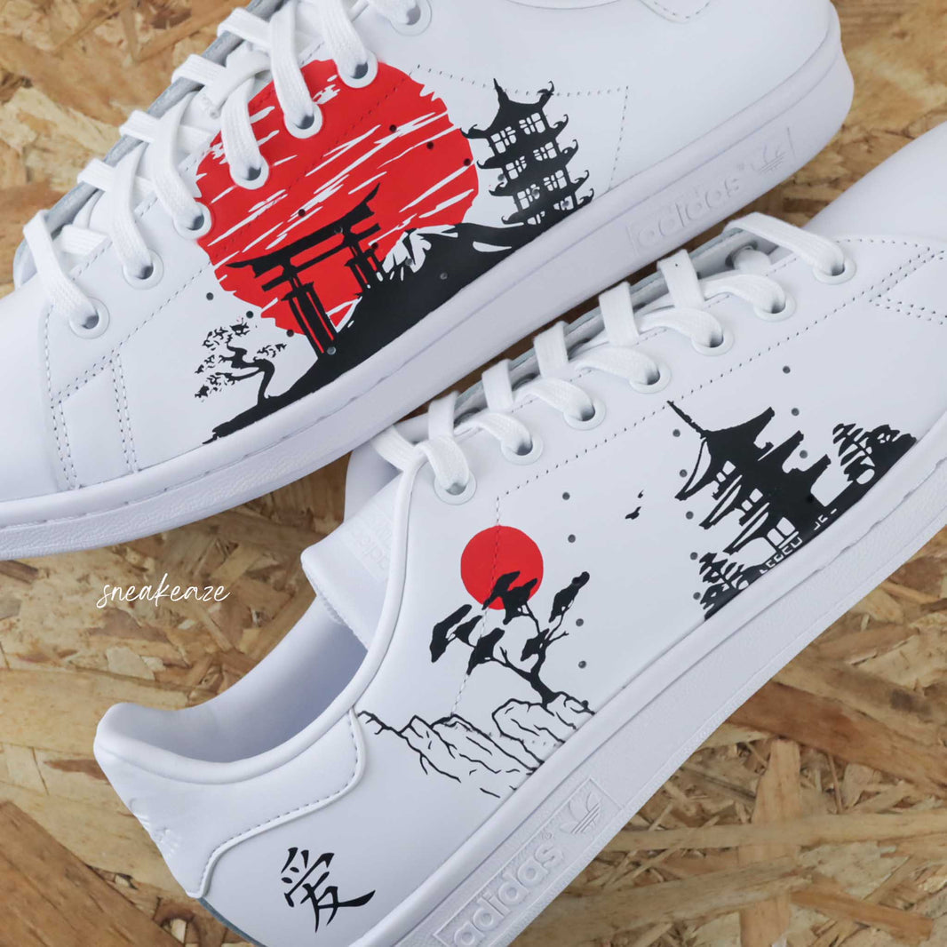 Custom Adidas White Red Black LAndscape Theme-shecustomize