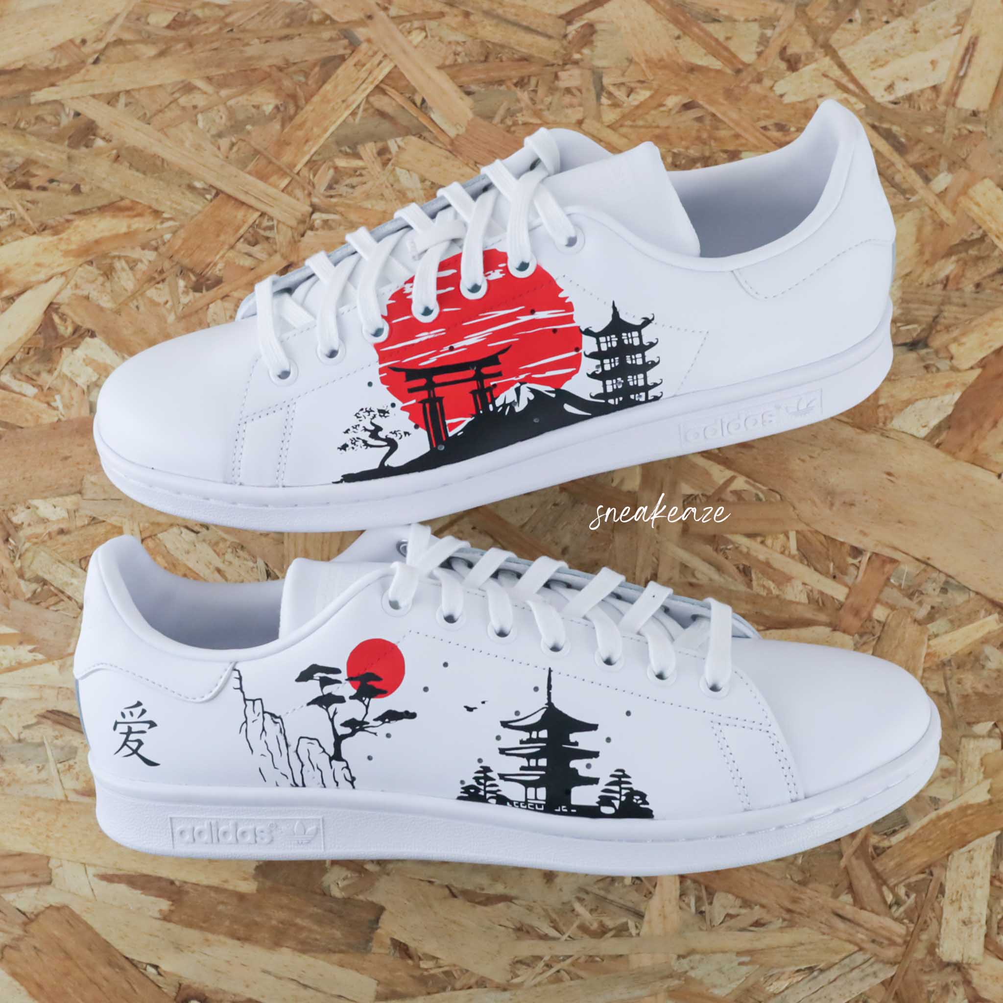 Custom Adidas White Red Black LAndscape Theme-shecustomize