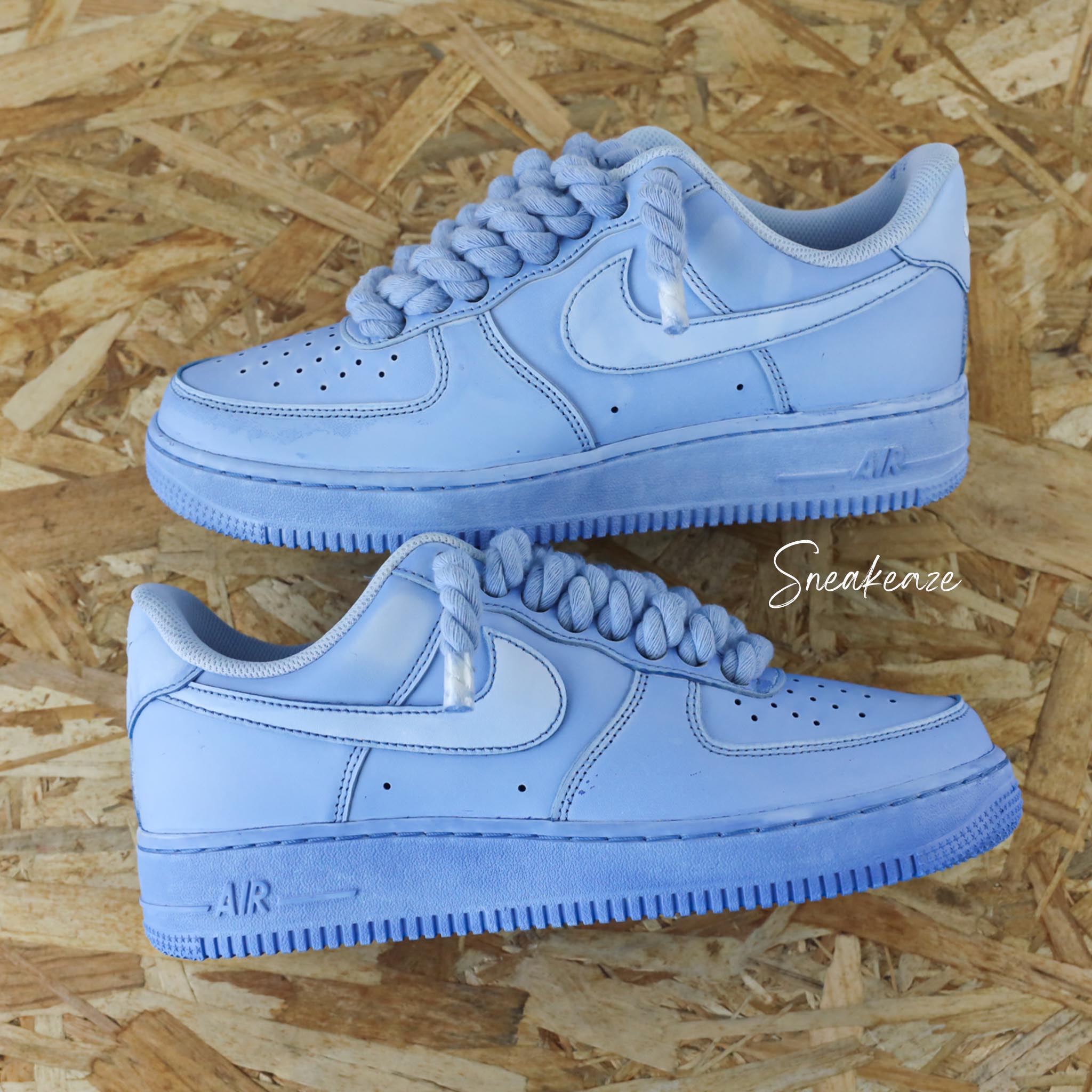 Custom Air Force 1 Baby Blue Thick Hemp Rope-shecustomize