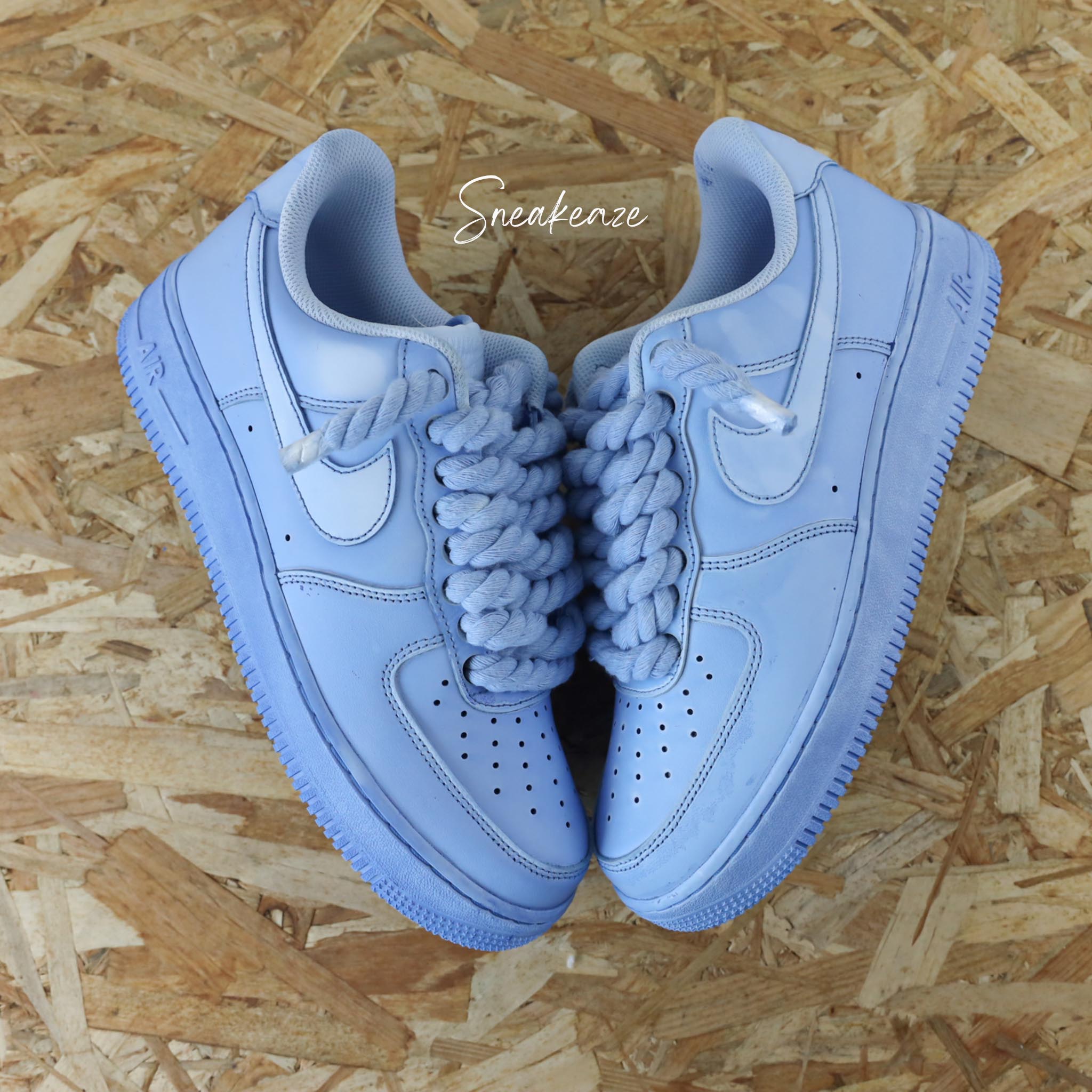 Custom Air Force 1 Baby Blue Thick Hemp Rope-shecustomize