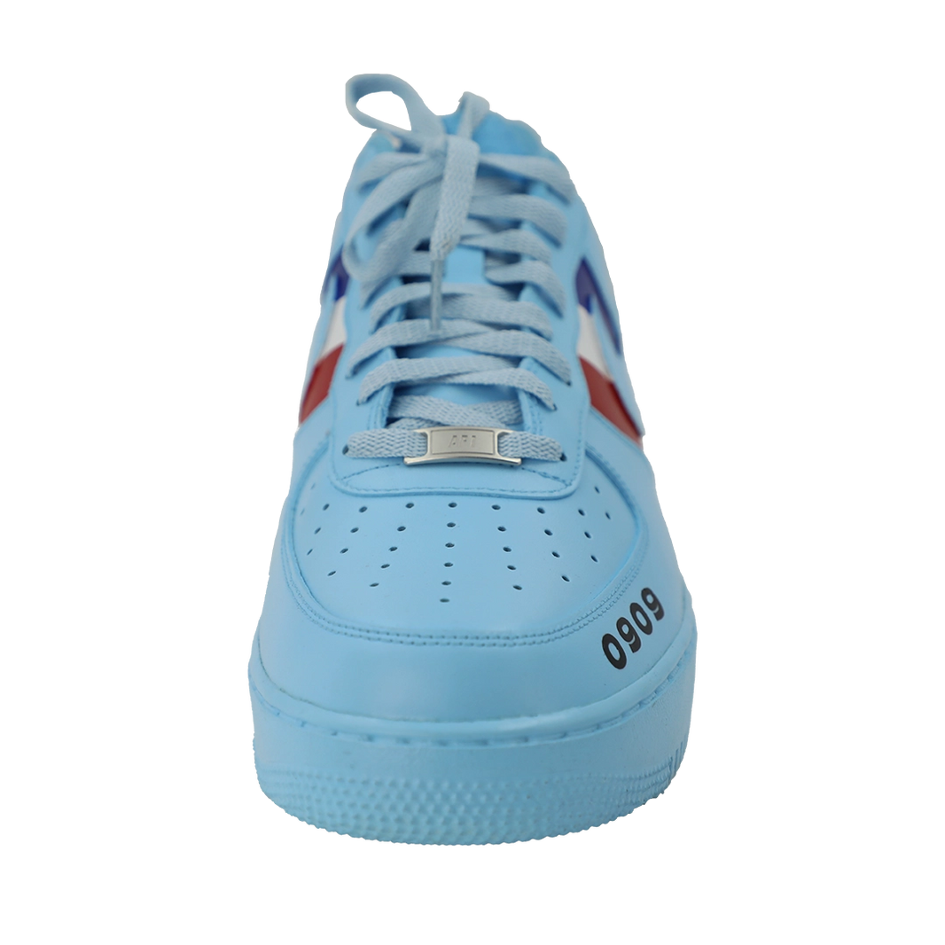 Custom Air Force 1 Baby Blue With Ferrari Logo And Stripes-shecustomize