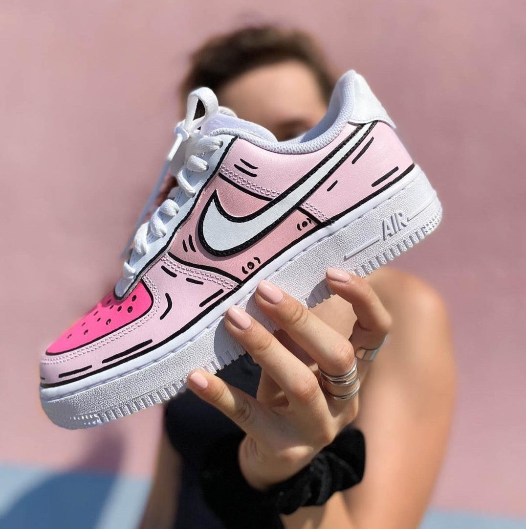 Custom Air Force 1 Baby Pink Cartoon Pattern-shecustomize