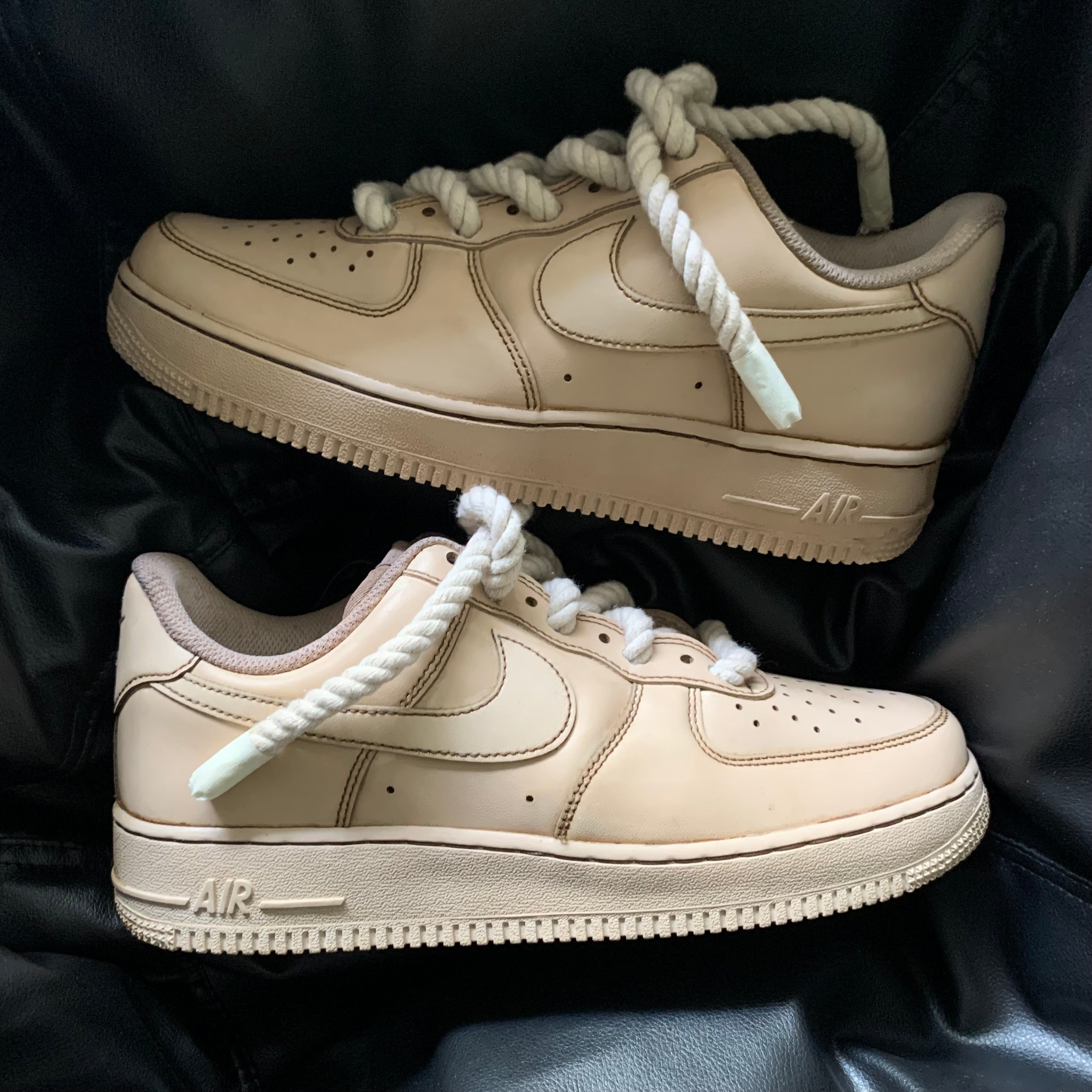 Custom Air Force 1 Beige White Rope Laces-shecustomize