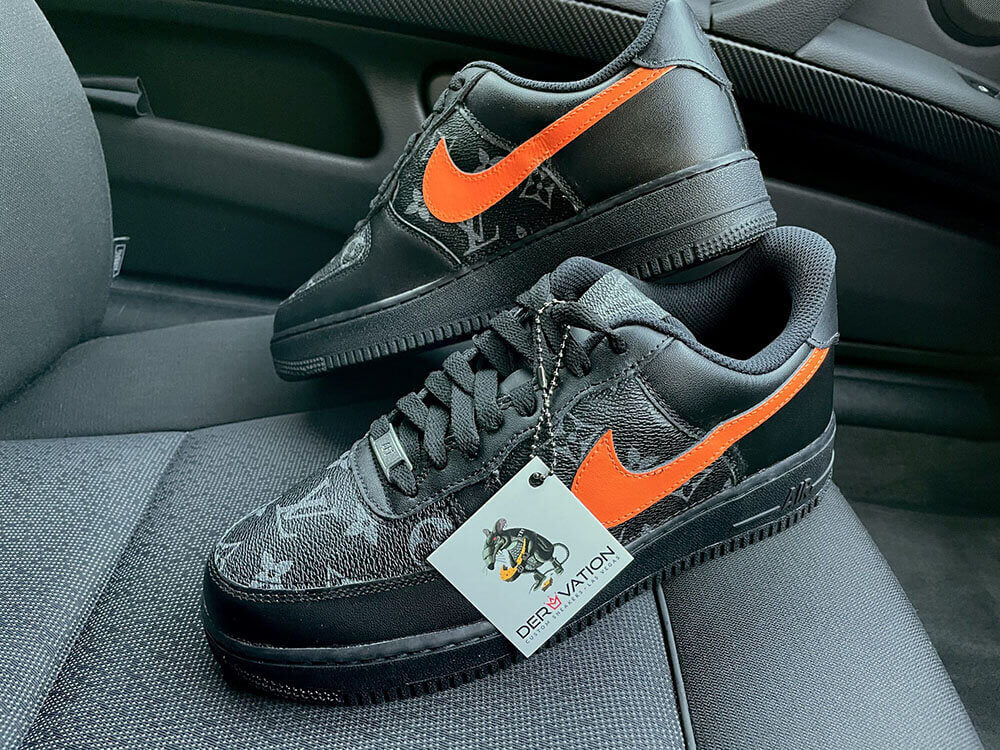Custom Air Force 1 Black Orange LV Pattern-shecustomize