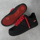 Custom Air Force 1 Black Red Rope Supreme Logo-shecustomize